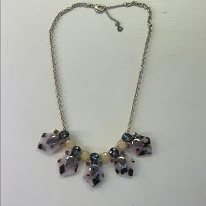 LOFT Pink Tortoiseshell Pendant Statement Necklace